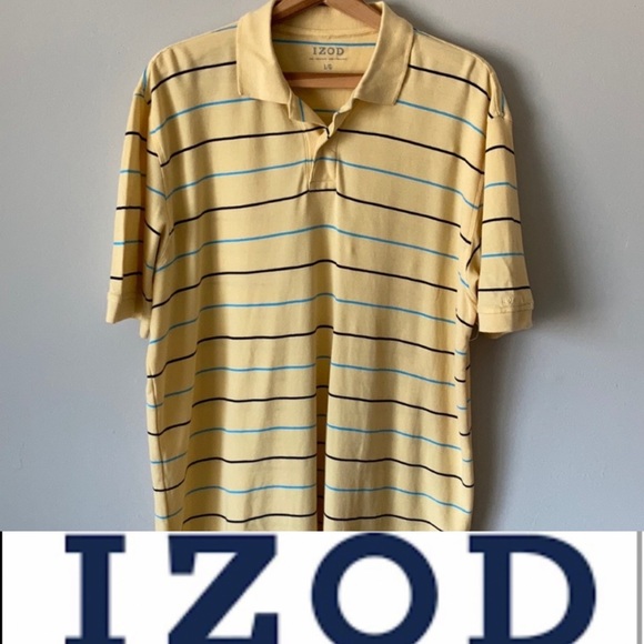 Izod Other - NWOT Izod Yellow Blue Stripe Cotton Polo Sz Large